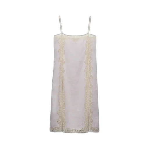 Embroidered, Lace-Trimmed Linen Dress
