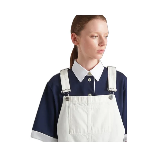 Triangle-Logo Denim Overall Mini-Dress