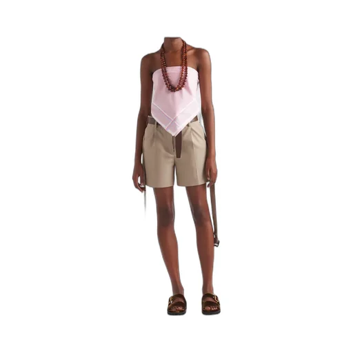 Belted Gabardine Shorts