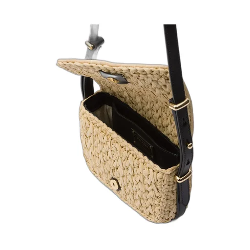Foldover Top Woven Shoulder Bag