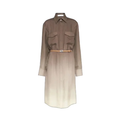Gradient Belted Shirtdress