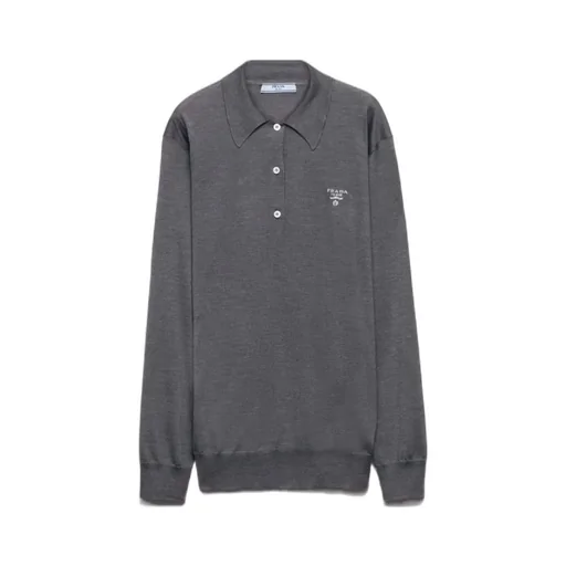 Long-Sleeved Silk Polo Shirt