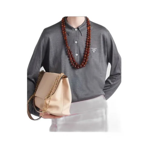 Long-Sleeved Silk Polo Shirt