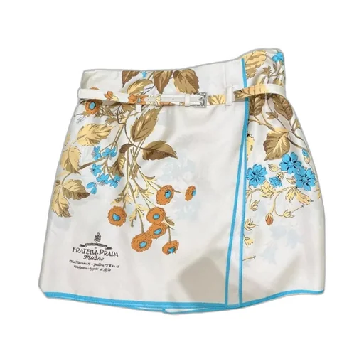 Printed Silk Twill Miniskirt