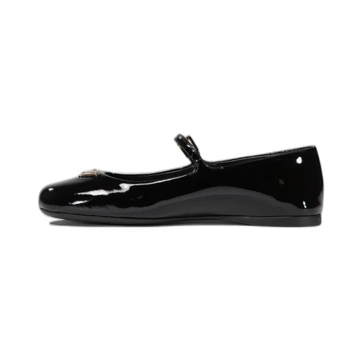 Triangle-Logo Round-Toe Ballerina Shoes