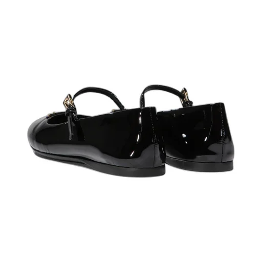 Triangle-Logo Round-Toe Ballerina Shoes