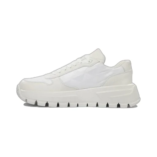 Triangle-Logo Round-Toe Lace-Up Sneakers