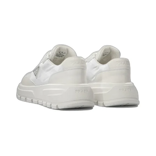 Triangle-Logo Round-Toe Lace-Up Sneakers