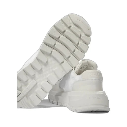 Triangle-Logo Round-Toe Lace-Up Sneakers