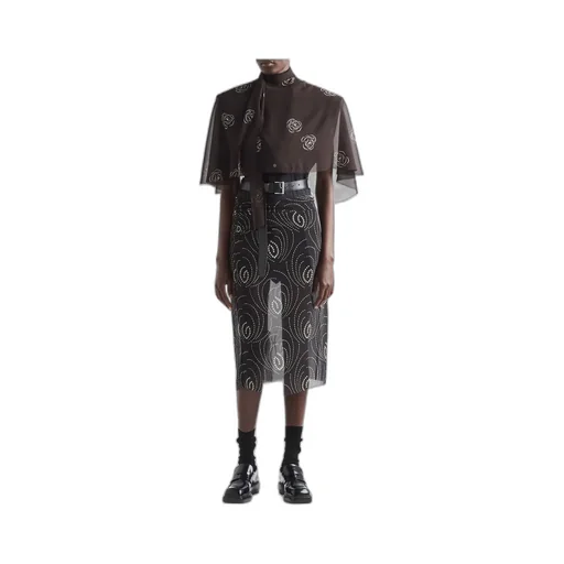 All-Over Geometric Patterned Midi Skirt