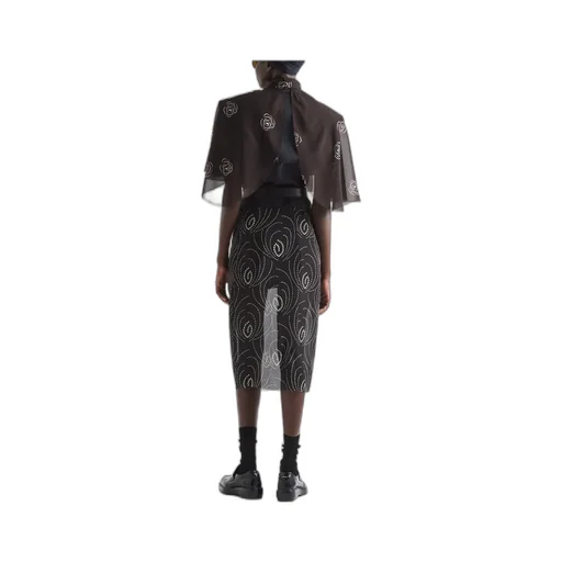 All-Over Geometric Patterned Midi Skirt