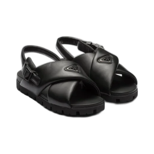Padded Nappa Leather Crisscross Sandals