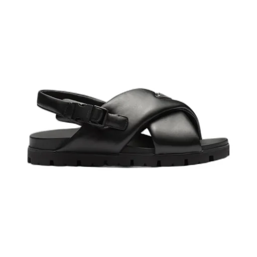 Padded Nappa Leather Crisscross Sandals