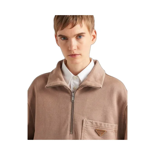 Turtleneck Cotton Fleece Blouson Jacket