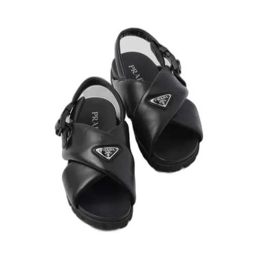 Padded Nappa Leather Crisscross Sandals