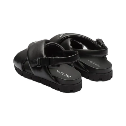 Padded Nappa Leather Crisscross Sandals