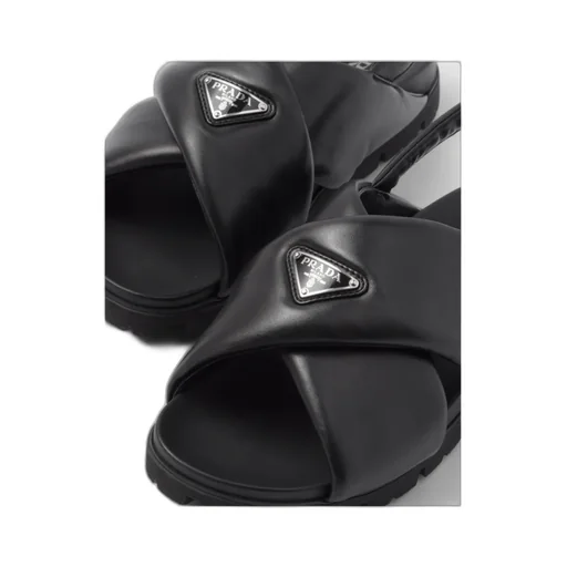 Padded Nappa Leather Crisscross Sandals