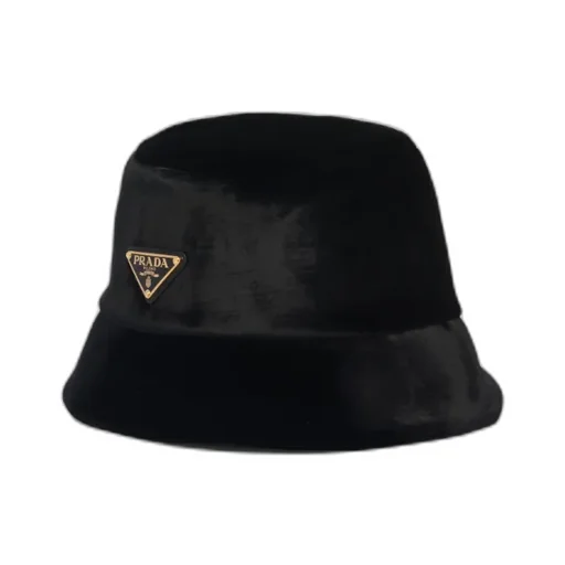 Triangle-Logo Velvet Bucket Hat