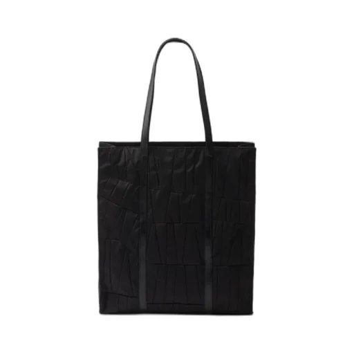 Large Re-Nylon Patchwork Tote Bag With Embroidery