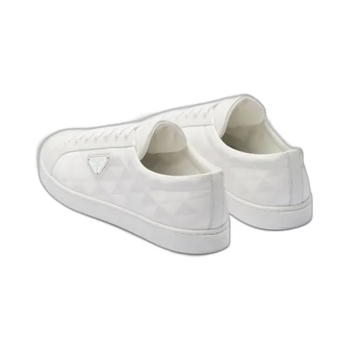 Triangle-Logo Round-Toe Lace-Up Sneakers