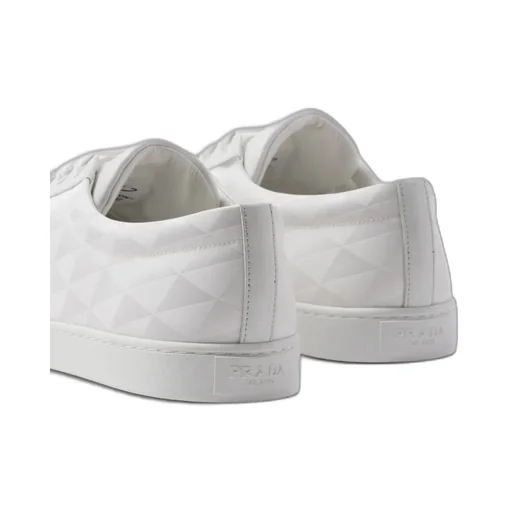 Triangle-Logo Round-Toe Lace-Up Sneakers