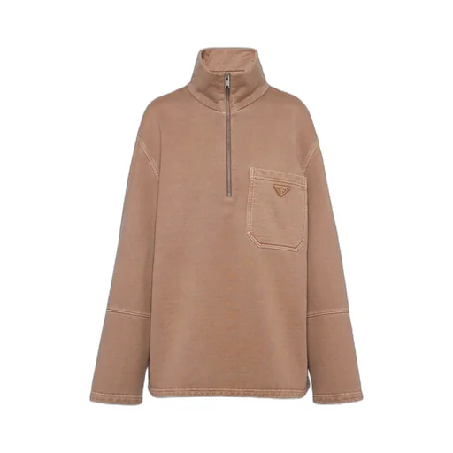 Turtleneck Cotton Fleece Blouson Jacket