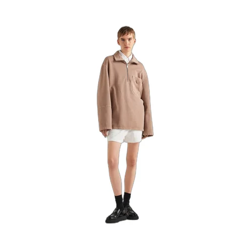 Turtleneck Cotton Fleece Blouson Jacket