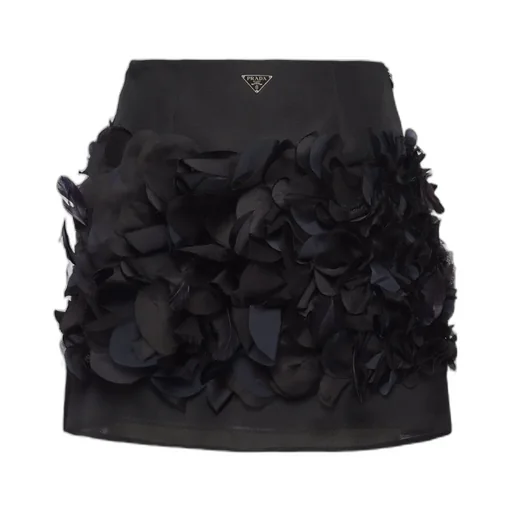 Enamel Triangle-Logo Straight Hem Mini Skirt