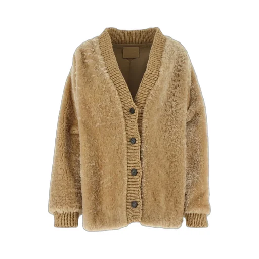 Wool-Blend Shearling Cardigan
