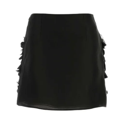 Enamel Triangle-Logo Straight Hem Mini Skirt