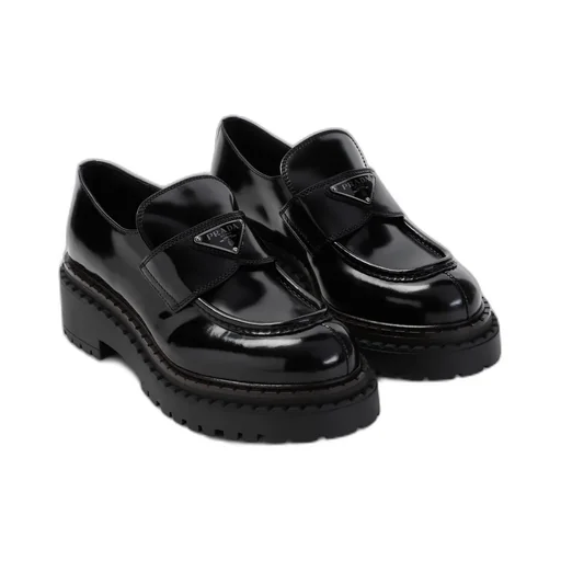 Triangle-Logo Round-Toe Loafers