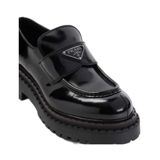 Triangle-Logo Round-Toe Loafers