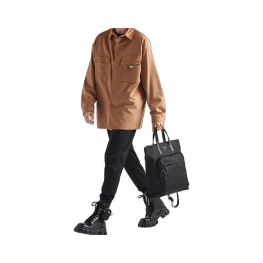 Re-Nylon Logo Plaque Backpack