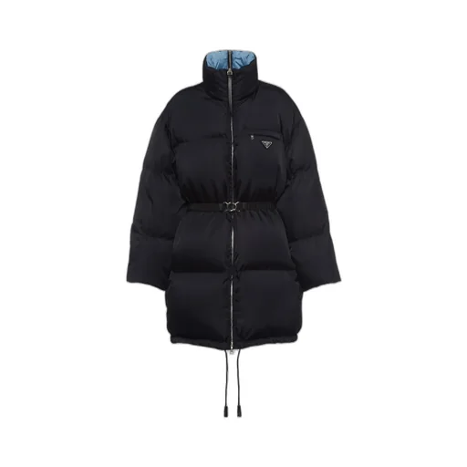 Triangle Logo Belted Puffer Jacket