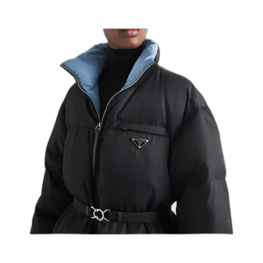 Triangle Logo Belted Puffer Jacket