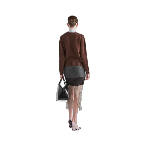 Cloth And Mesh Midi-Skirt