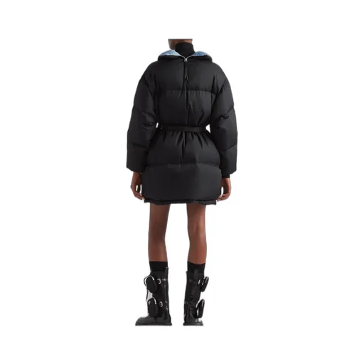 Triangle Logo Belted Puffer Jacket