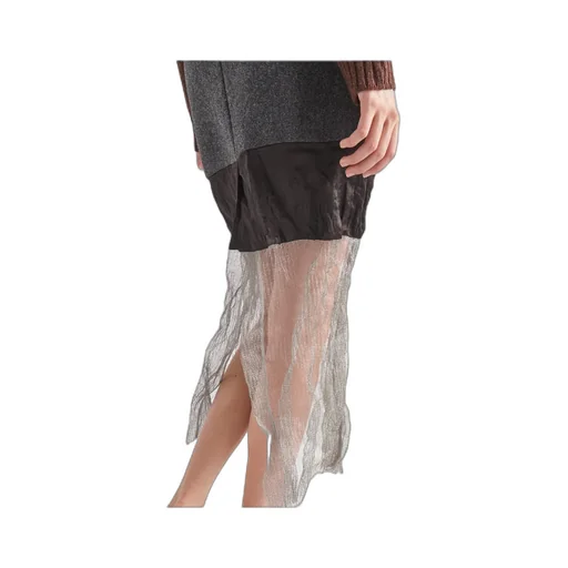 Cloth And Mesh Midi-Skirt