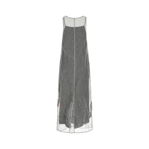 Logo Plaque Mesh Maxi Dress