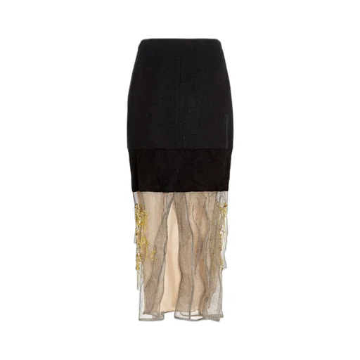 Beaded Embroidered Logo Skirt