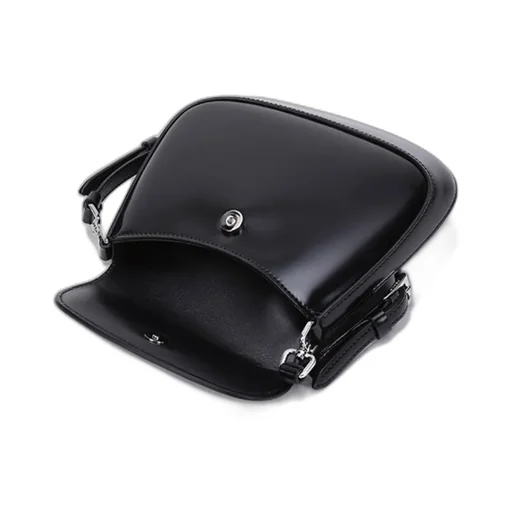 Cleo Polished Leather Mini Logo Shoulder Bag