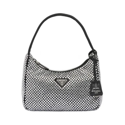 Re-Edition Mini Satin Bag With Crystals