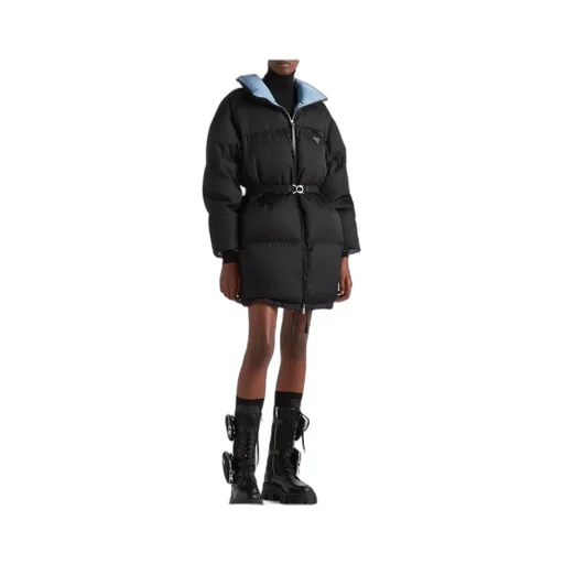 Triangle Logo Belted Puffer Jacket