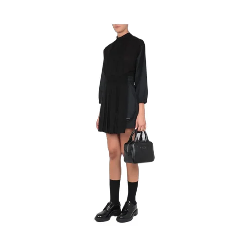 Logo Plaque Long Sleeved Pleated Playsuit