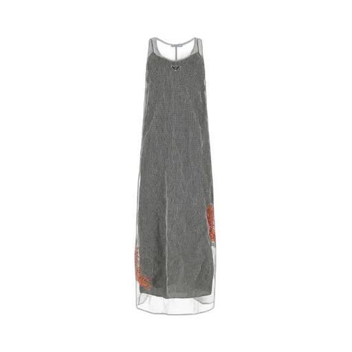 Logo Plaque Mesh Maxi Dress