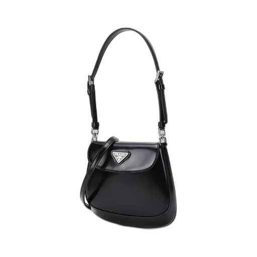 Cleo Polished Leather Mini Logo Shoulder Bag