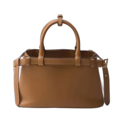 Buckle Small Leather Handbag With Double Belt