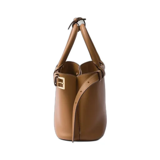 Buckle Small Leather Handbag With Double Belt
