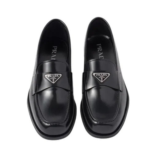 Logo Plaque Almond-Toe Loafers