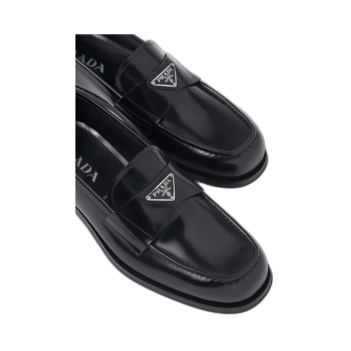 Logo Plaque Almond-Toe Loafers